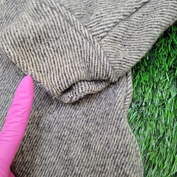 Vintage 80s MOD Flannel Button Shirt Small 20x27 Gray Jacket Shacket Heavyweight - Picture 10 of 14